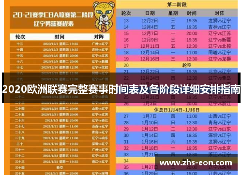 2020欧洲联赛完整赛事时间表及各阶段详细安排指南